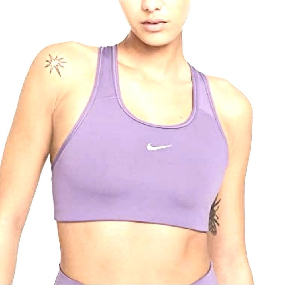 Nike Dri-FIT Swoosh size M lilac One Piece Pad Racerback Sports Bra scoop neck
